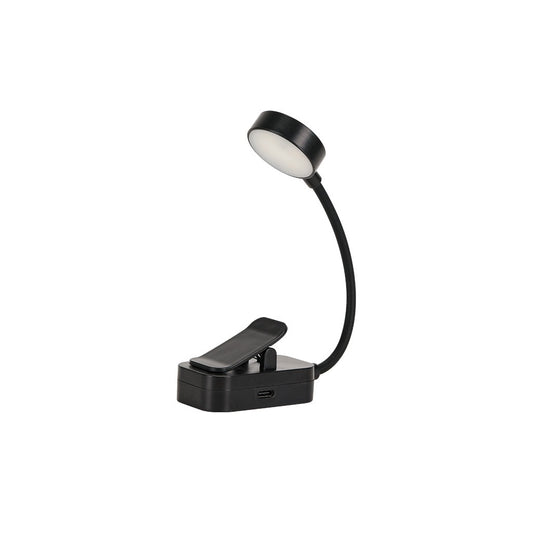 Lampe de lecture ambrée à clip, coloris noir, col flexible et port USB-C